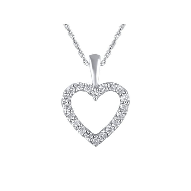 Brilliance Fine Jewelry 14K White Gold Genuine Diamond Heart Pendant