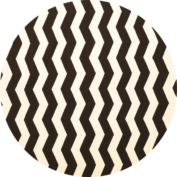 Ahgly Company Indoor Round Abstract Brown Contemporary Area Rugs, 7' Round