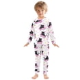 thumbnail image 3 of Black Cat Spaceship Pattern Cotton Pajamas 2 Piece Set Sleepwear Soft and Comfortable Homewear Nightwear, 3 of 7