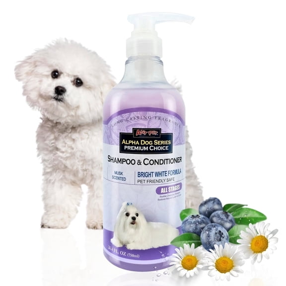 All Natural, Hypoallergenic | Whitening Shampoo   Conditioner with Aloe Vera | Antibacterial | pH Balanced | Tear Free | Detangler & Moisturizer | Odor Eliminator | Grooming Quality - (26.4 oz.)