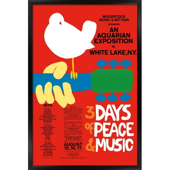 24X36 Woodstock - Original Wall Poster, 24" x 36" Framed