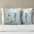 thumbnail image 3 of Nautical Coastal Throw Pillow Covers 18X18 Inch Set of 2 Ocean Seahorse Decorative Pillow Cushion Cases for Sofa Couch Bedroom Home Decor, 3 of 6