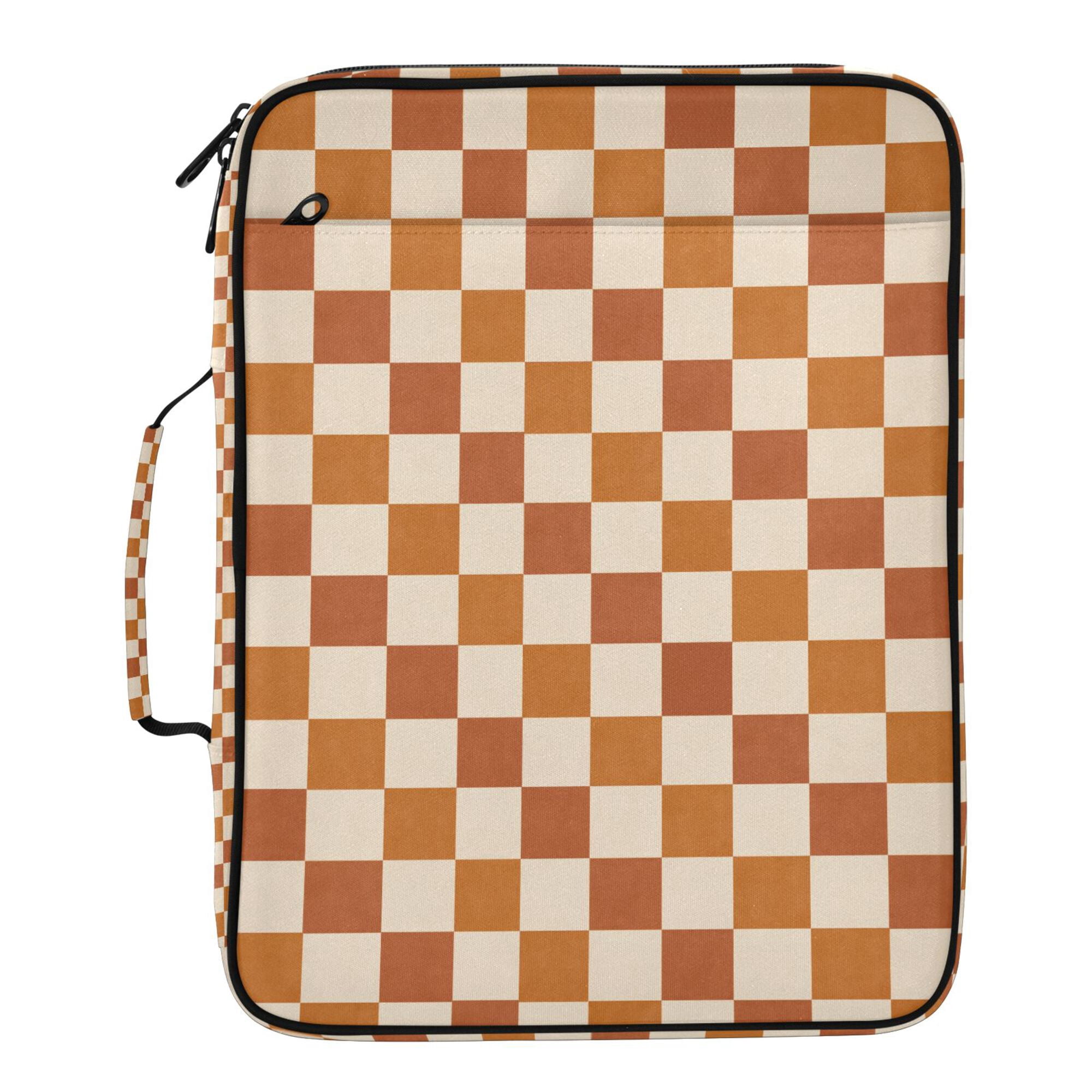 FORMRS Accordion File Folder A4 Size 7-Pocket Expanding Document Organizer Bag with 3 Ring Binder, Rusty Orange Plaid