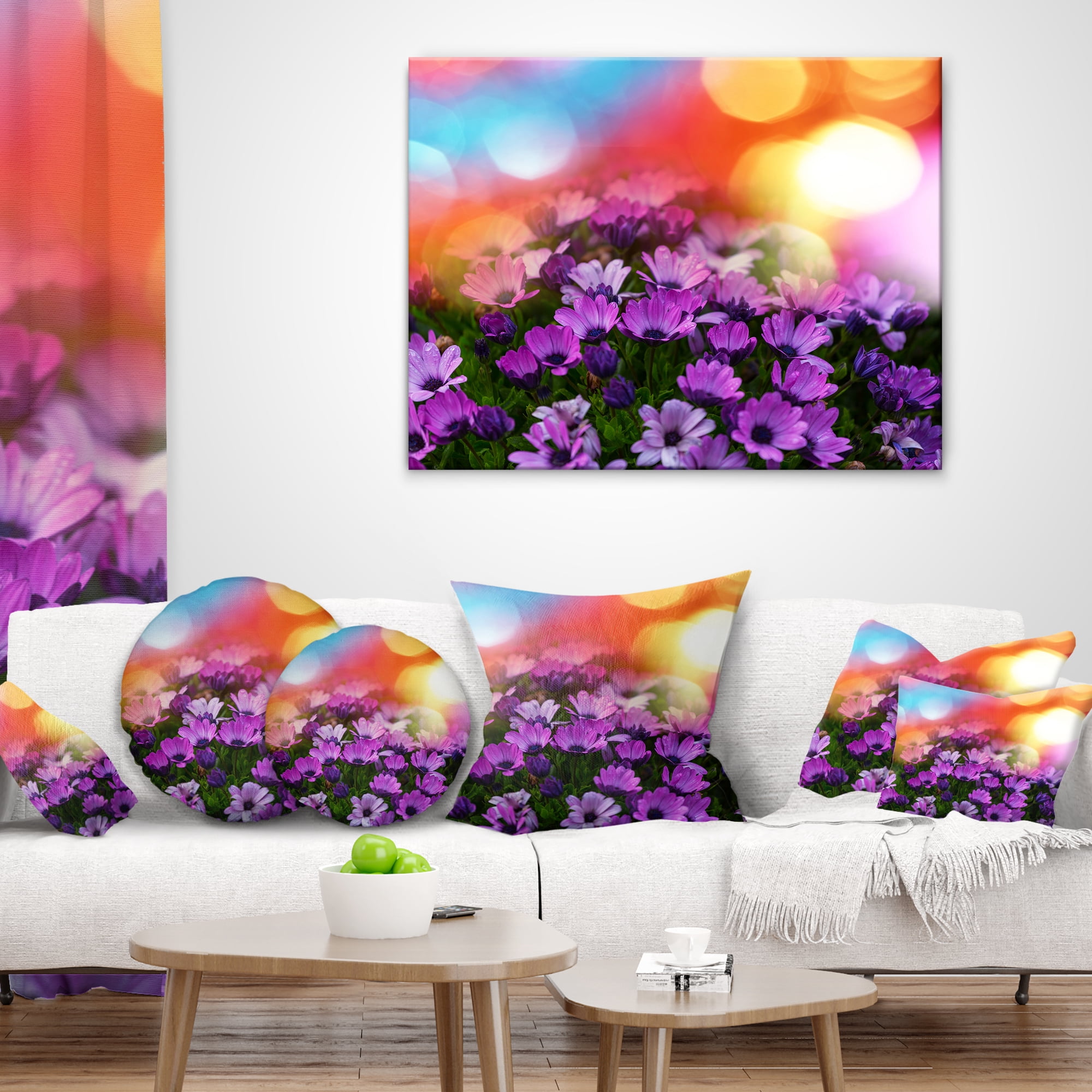 Designart Beautiful Little Purple Flowers - Floral Throw Pillow - 18x18