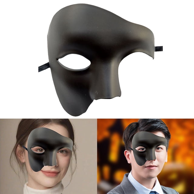 Máscara Fantasma Media Cara Un Ojo para Carnaval Accesorio Teatral Fiesta Halloween