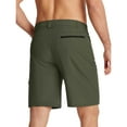 thumbnail image 4 of PiGOGI Men's Summer Casual Shorts with Zipper Pockets, Solid Color Lightweight Polyester Pants for Outdoor Activities Army Green XL, 4 of 6