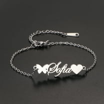 Custom Name Bracelets Personalized Christmas Gifts Stainless Steel Butterfly Heart Chain Bangle Customized Women Jewelry