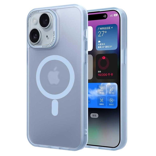 Funda TEKKU Matte para iPhone 15 Trans Azul compatible con MagSafe