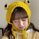 thumbnail image 1 of Gorro de rana Gorro de punto de ganchillo para exteriores Otoño Ojo grande Rana de punto Invierno Gorro protector de orejas lindas Gorros de punto (amarillo), 1 of 5