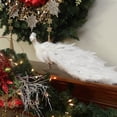 thumbnail image 2 of 21" White Regal Peacock Bird with Closed Tail Feathers Christmas Decoration, 2 of 2
