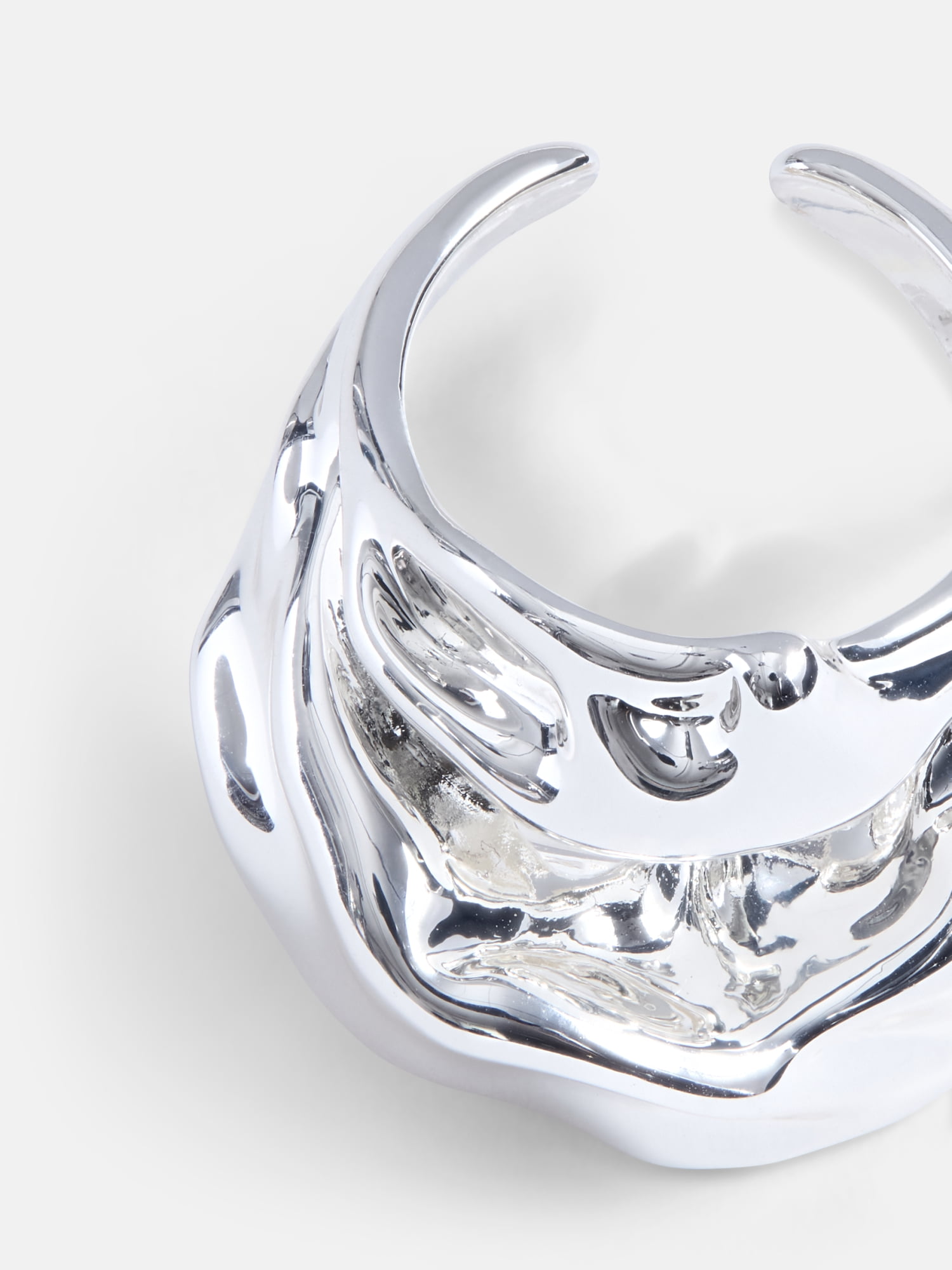 Scoop Women’s Silver Tone Sculpted Organic Ring