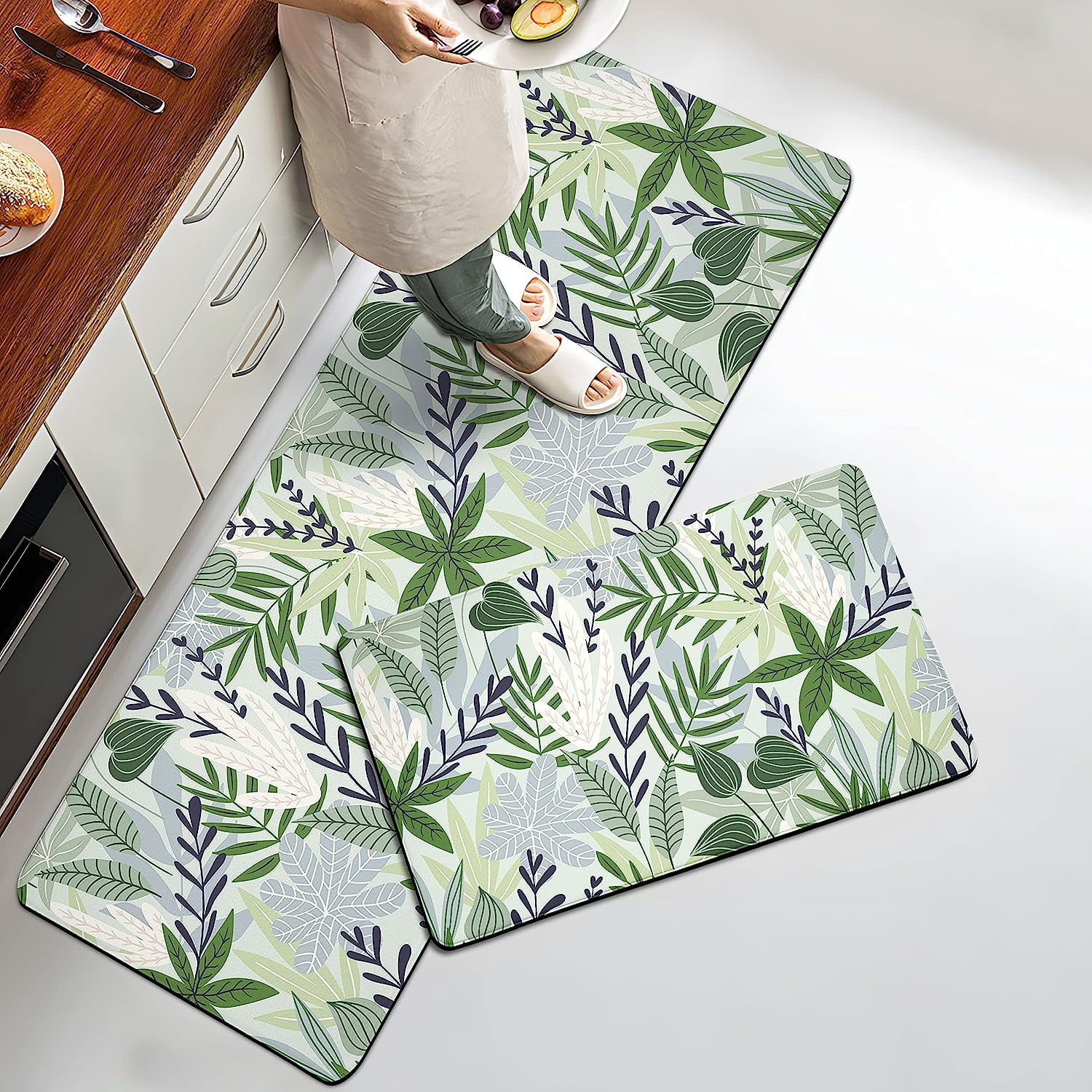 Lemon Kitchen Rug Set of 2 Buffalo Plaid Anti Fatigue NonSlip Kitchen