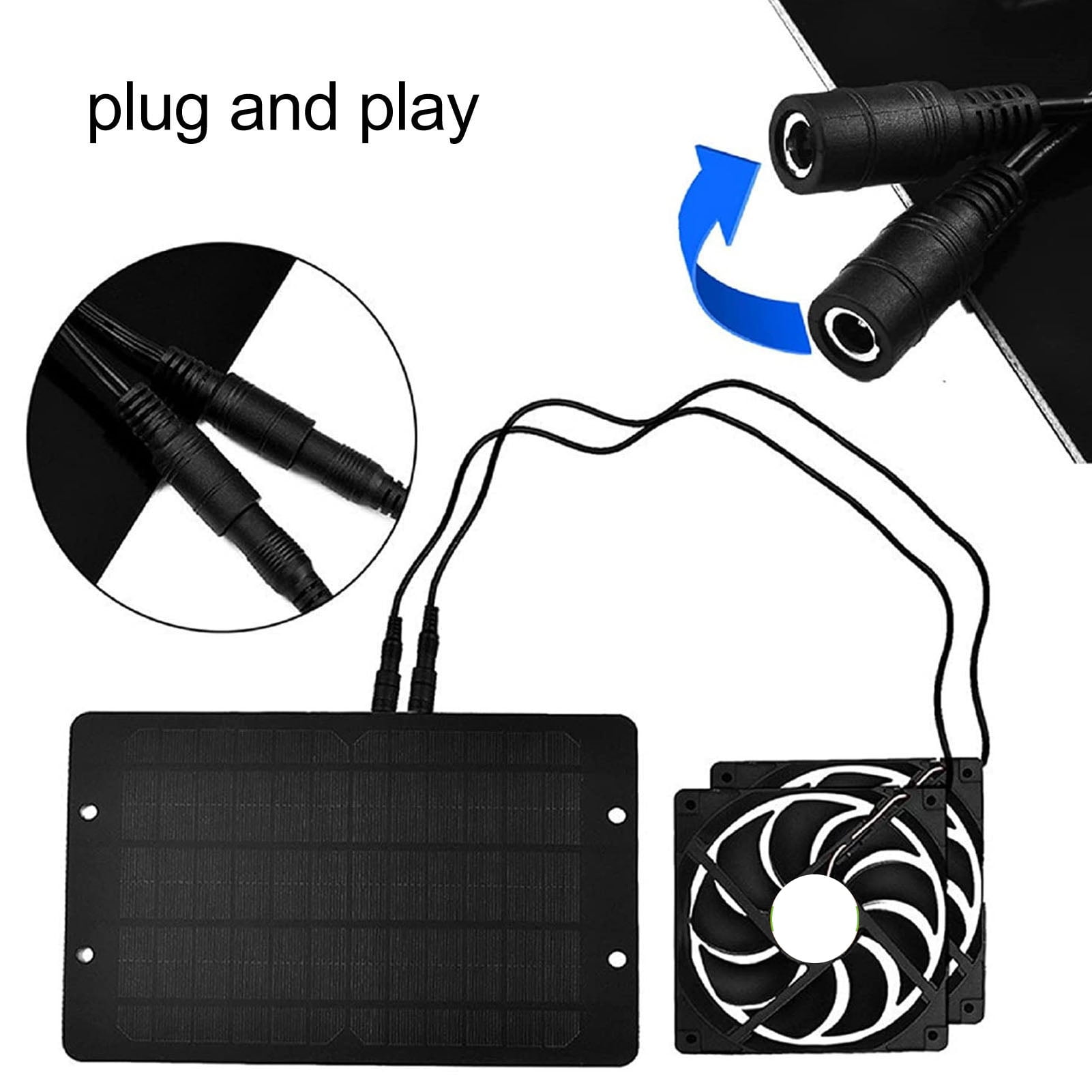 Solar Panel Powered Dual Fan Silicon Plastic 10W 12V 2A Outdoor Portable for Chicken House Greenhouse RV Car