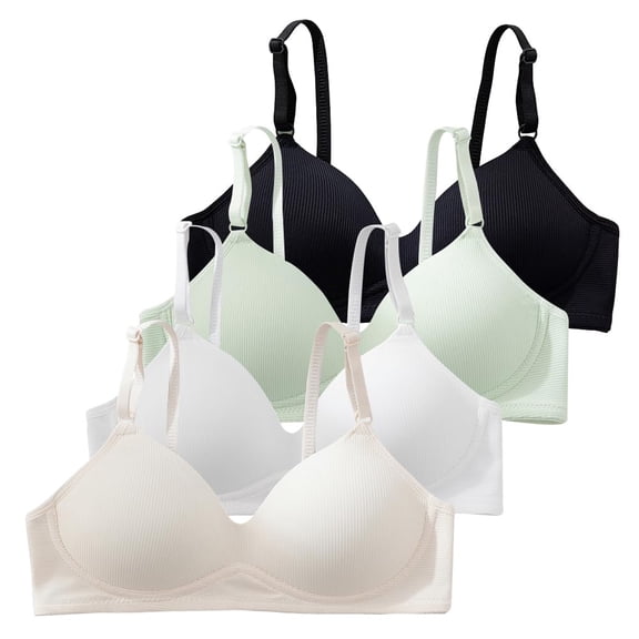 Wireless Cotton Training Bras 4-Pack for Girls Teens Ages 12-14 14-16 16-18 Adjustable Straps Breathable