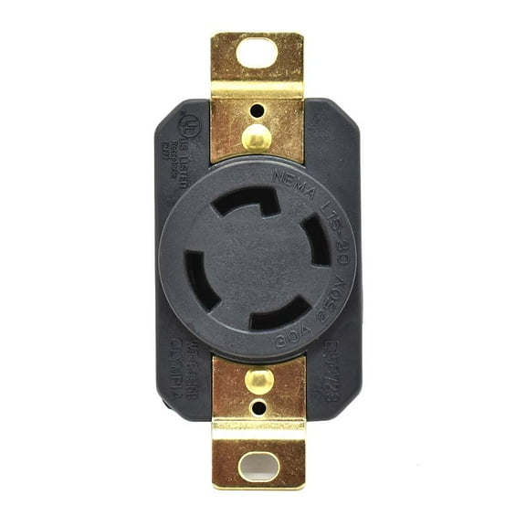 Superior Electric YGP028F Twist Lock Wall Mount Electrical Receptacle 4 Wire, 30 Amps, 250V, NEMA L15-30R