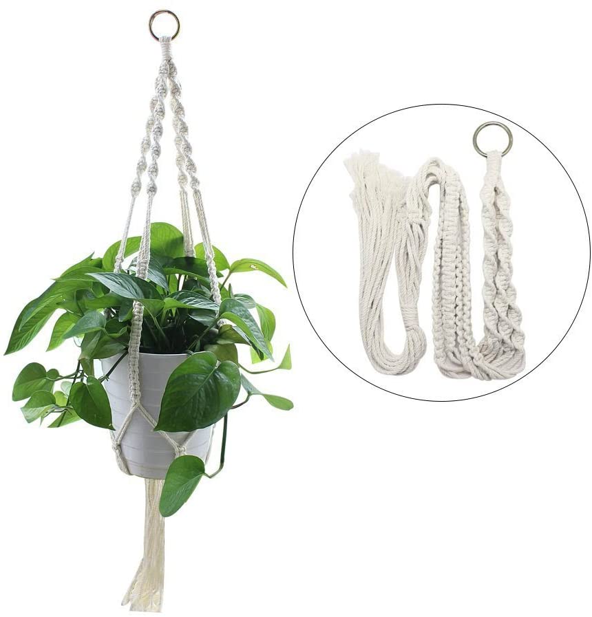 LNKOO Macrame Plant Hanger, 2 Pack Plant Hanger, Cotton Rope Plant Hangers Indoor Outdoor, 4 Legs Plant Hanger Brackets, Flower Pot Hanging Plant Holder for Home Decorations 41 Inches - image 2 of 7