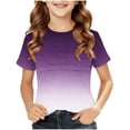 thumbnail image 2 of CQONEPT Girls Short Sleeved Shirts Color Block Crewneck Tunic Tops Summer Fashion Soft Basics Top Tee Dark Blue 4 Years, 2 of 5