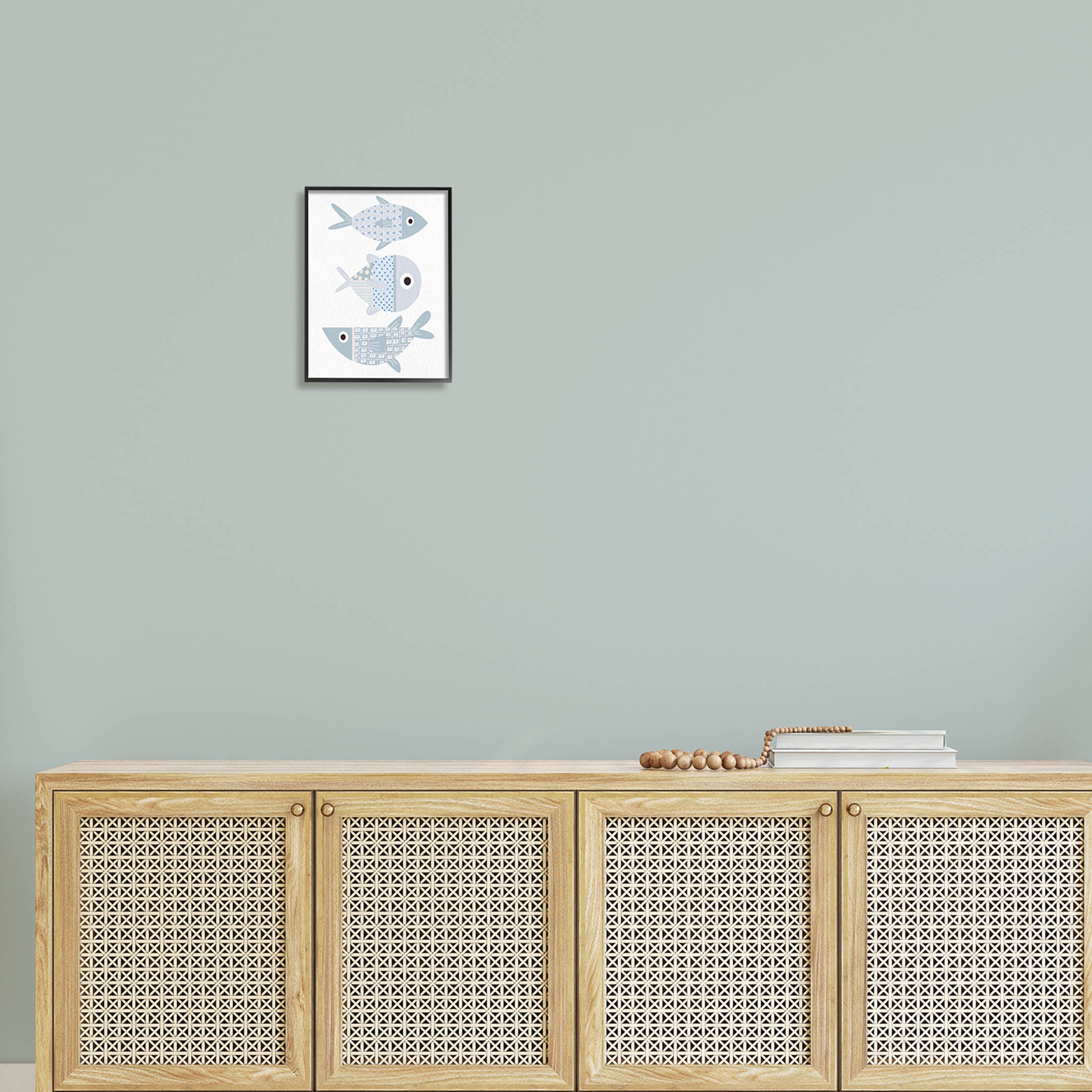 Stupell Industries Various Patterned Aquatic Fish Design Graphic Art Black Framed Art Print Wall Art, Design by Kim Allen
