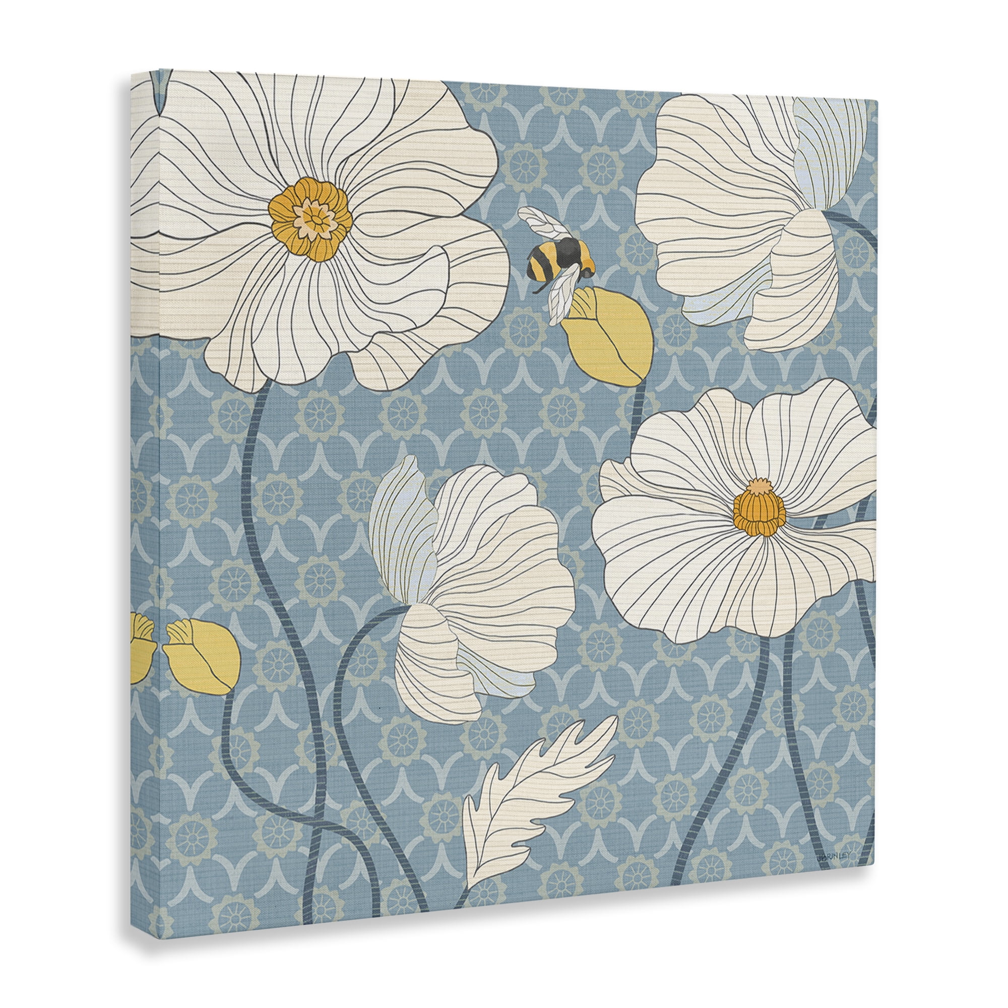 Stupell Industries Wild Poppies & Bee Botanical & Floral Painting Gallery Wrapped Canvas Art Print Wall Art, 36 x 36