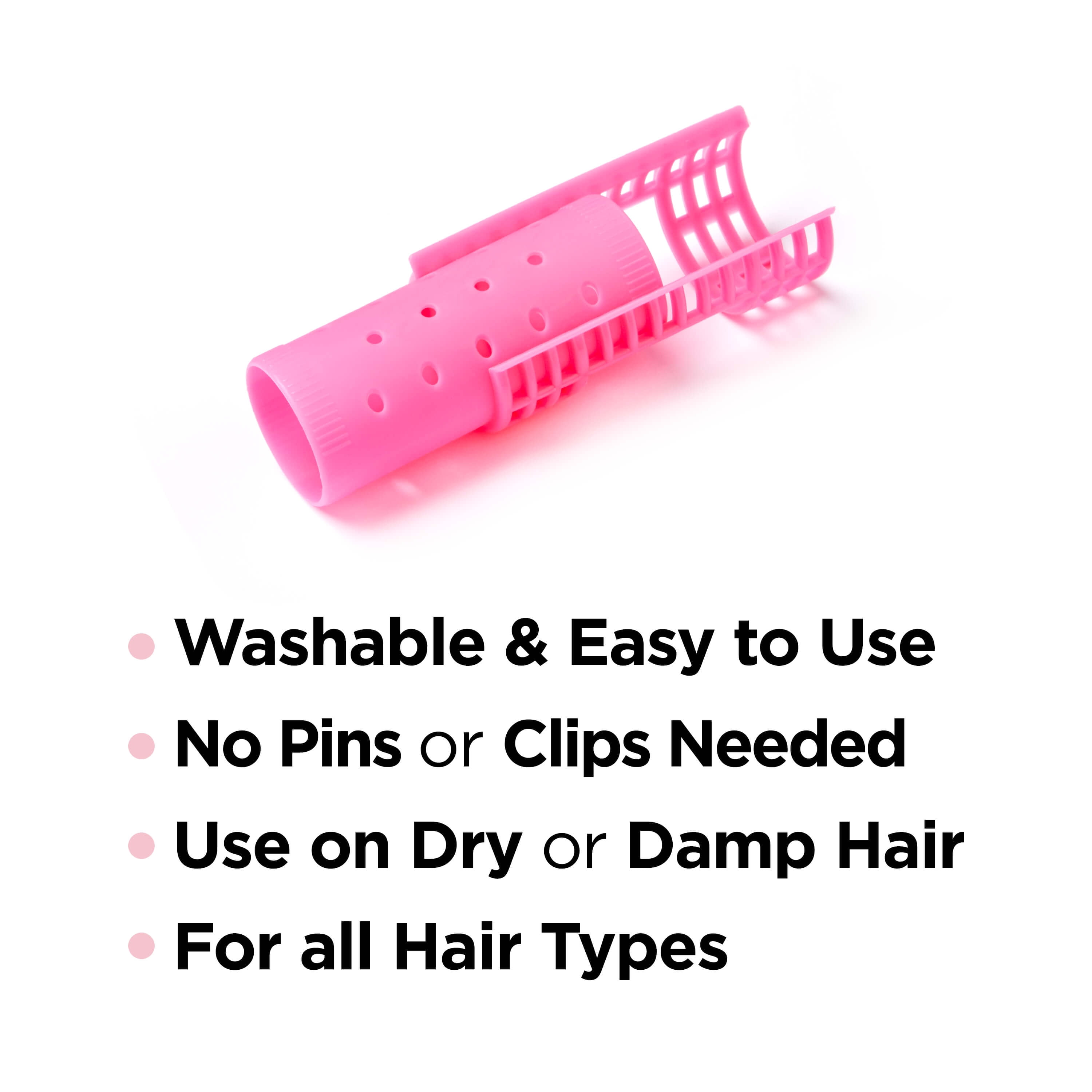 (12 pack) KISS COLORS & CARE Magnetic Snap On Hair Roller, 1 1/8", X-Large, 8 Piece Set, Hot Pink