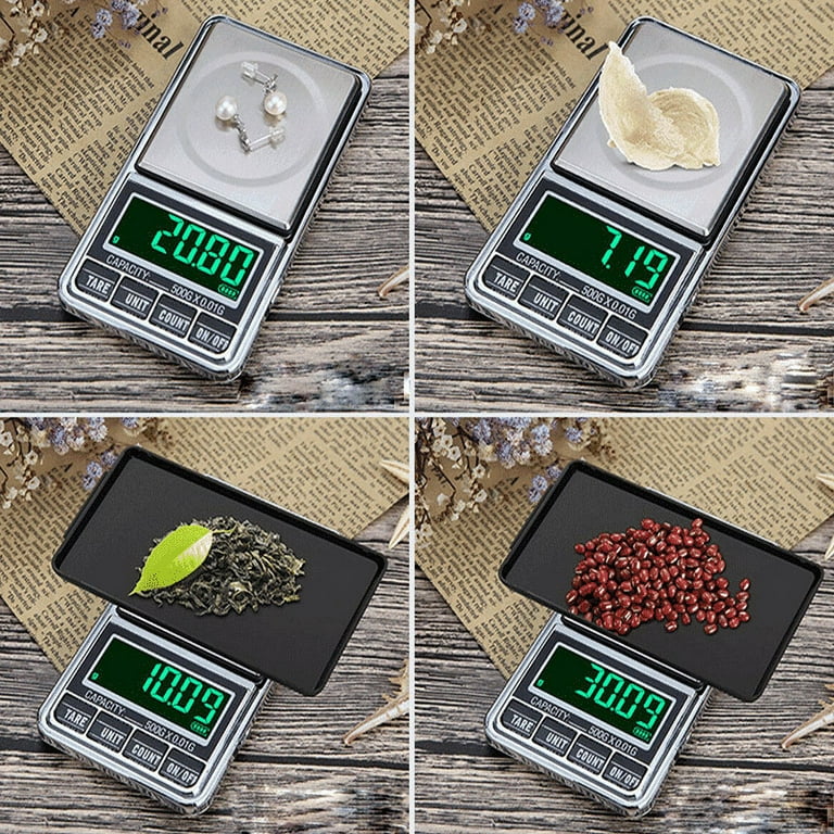 WOWOHE Miniature Food Scale Travel Scale Digital Pocket Scales Gram Kitchen  Mini Portable Lab Jewelry Coffee Scale Capacity 500g with USB Cable