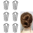 thumbnail image 1 of 6 Piece Metal Hair Fork Clip Hair Side Combs Hair Pins Buns Updo U-Shape Hair Fork Clip French Twist Hair Styling Tool Accessories for Women, 1 of 1