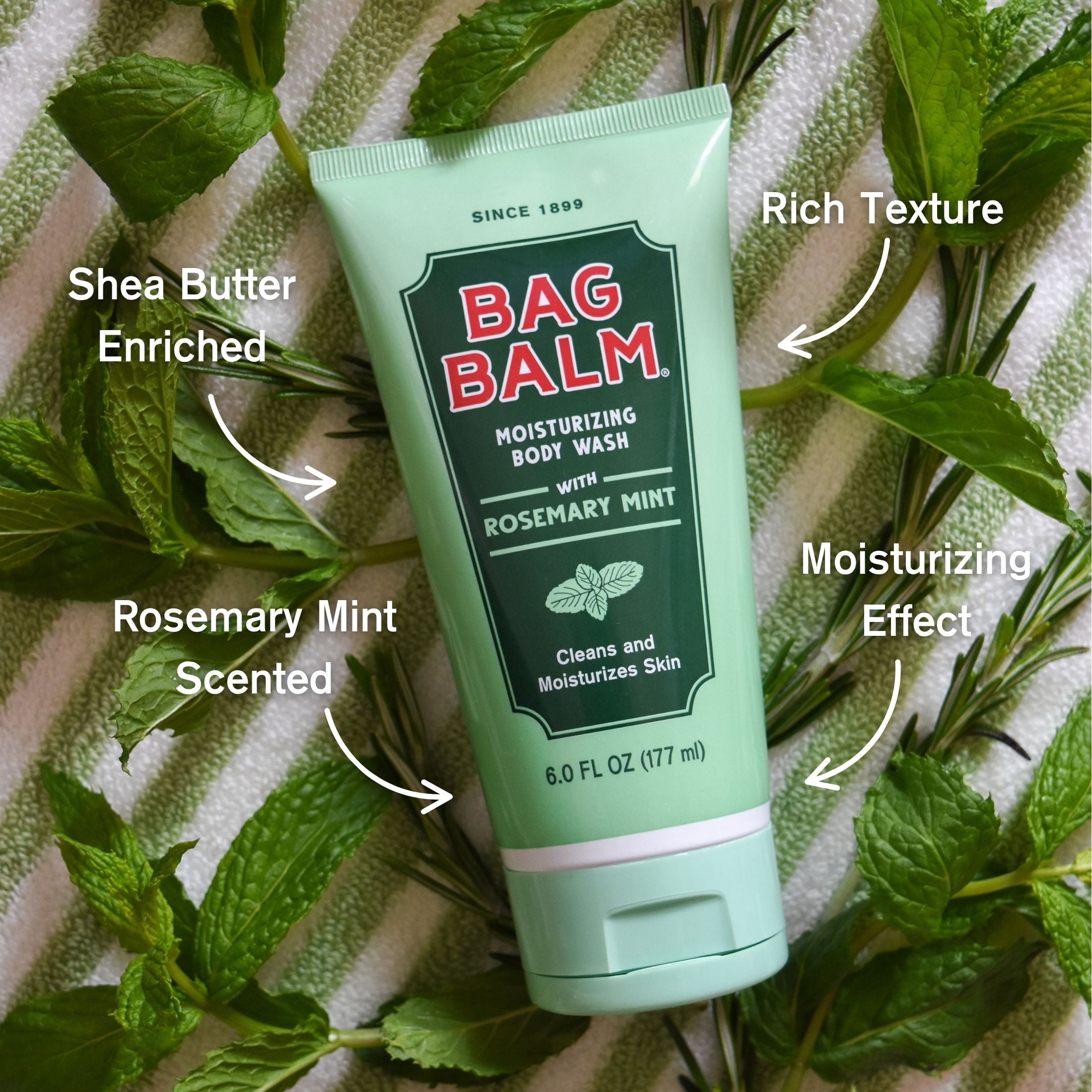 Vermont's Original Bag Balm Moisturizing Body Wash, Rosemary Mint, 6oz