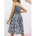 thumbnail image 4 of LA LEELA Women's Beach A line Slit Mini Dress Ruched Tube Top Evening Short Strapless Casual Christmas Tree Dress for Women L-XL Grey Snowflakes, 4 of 5
