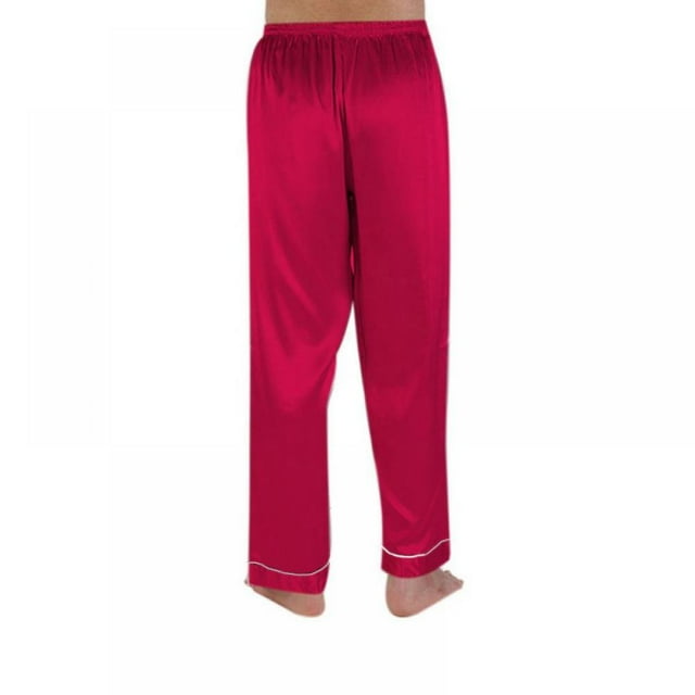2021 Nouveau Pyjama Décontracté en Soie pour Hommes de Couleur Unie Rouge 01