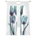 thumbnail image 7 of Abstract Green Sheer Curtains 96 inches Long 2 Panels Set Tulip Ray White Tiers Sheers Rod Pocket Small Window Short Curtains for Kitchen Cafe, Each 52" W x 96" L, 7 of 7