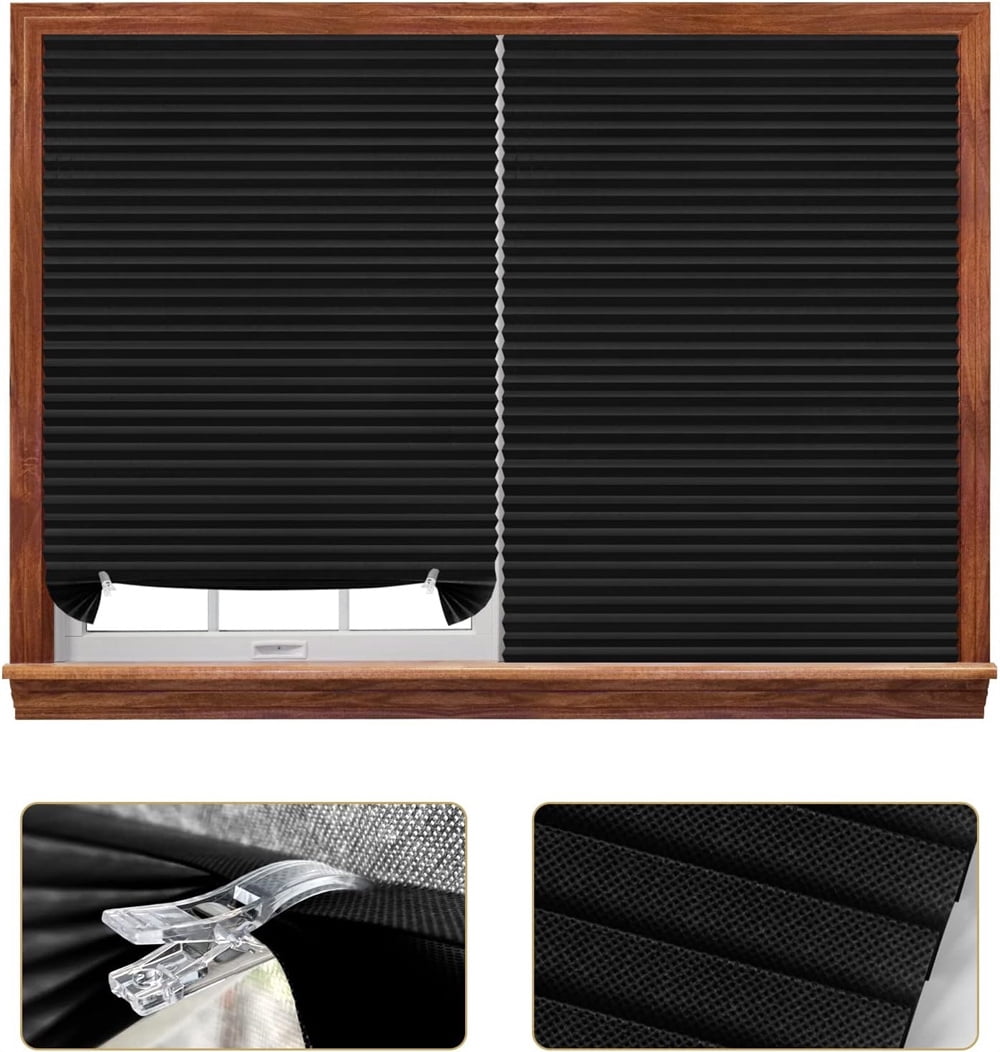 NOGIS 2 Pack Temporary Light Filtering Paper Shades for Windows,Paper Pleated Blinds with Adhesive,No Tools No Drilling Free Cut Size Temporary Room Darkening Shades (35.4*59inch)