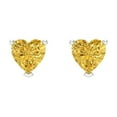 thumbnail image 3 of 1 Ct Heart Cut Studs Yellow Crystal 18K White Solid Gold Everyday Dainty Earrings Screw Back, 3 of 7