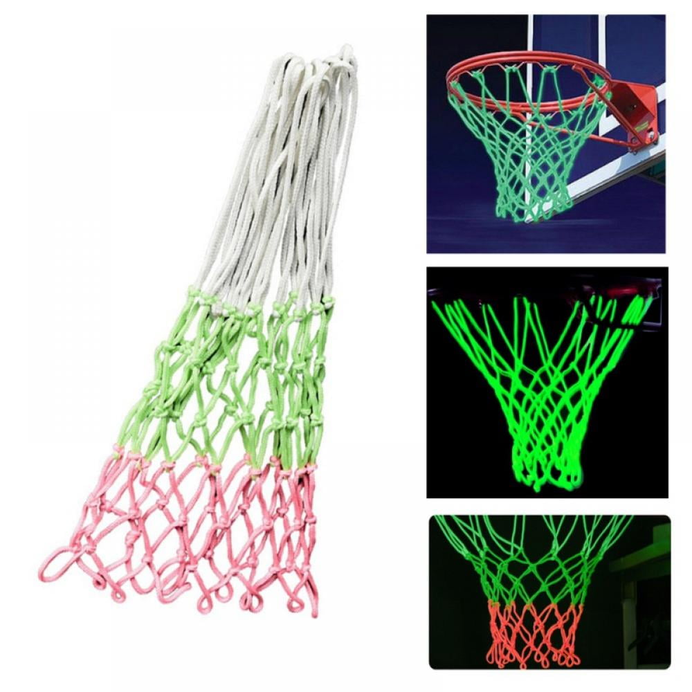 Glow in The Dark Outdoor Basketball Net Nylon Glowing Basketball Hoop Rim Net All Weather Thick Replacement Standard Size Net Rim Hoop Heavy Duty