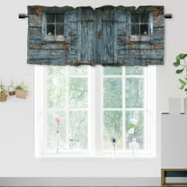 Wooden Door Kitchen Valance Curtains Rustic Western Farmhouse Old Barn Door Privacy Decorative Rod Pocket Short Window Valance Curtains 54 by 18 in, 1 Panel