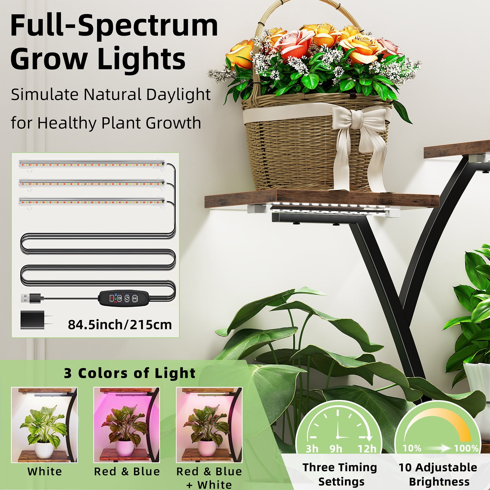 Plant Stand Grow Lights Biemlerfn 67 Tall Plant Shelf Indoor 8 Tier Display Rack Tree Shape Metal Flower Holder Home Living Room Office Brown