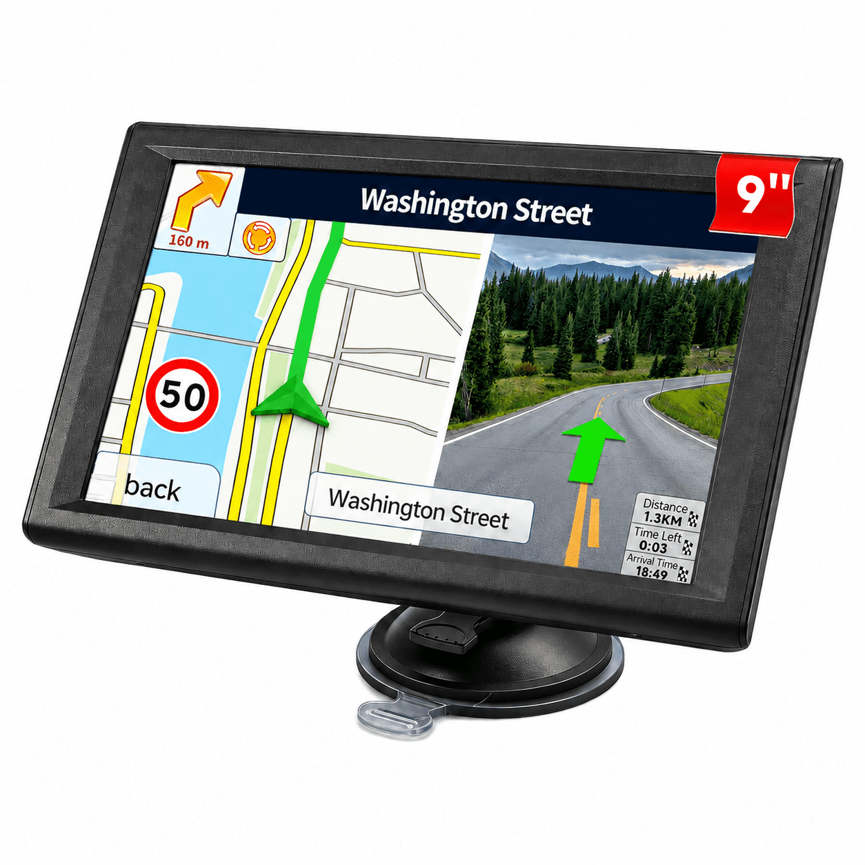 URFRU 9 inch GPS Navigation with Offline Maps for Truck, RV, Pickup and Car