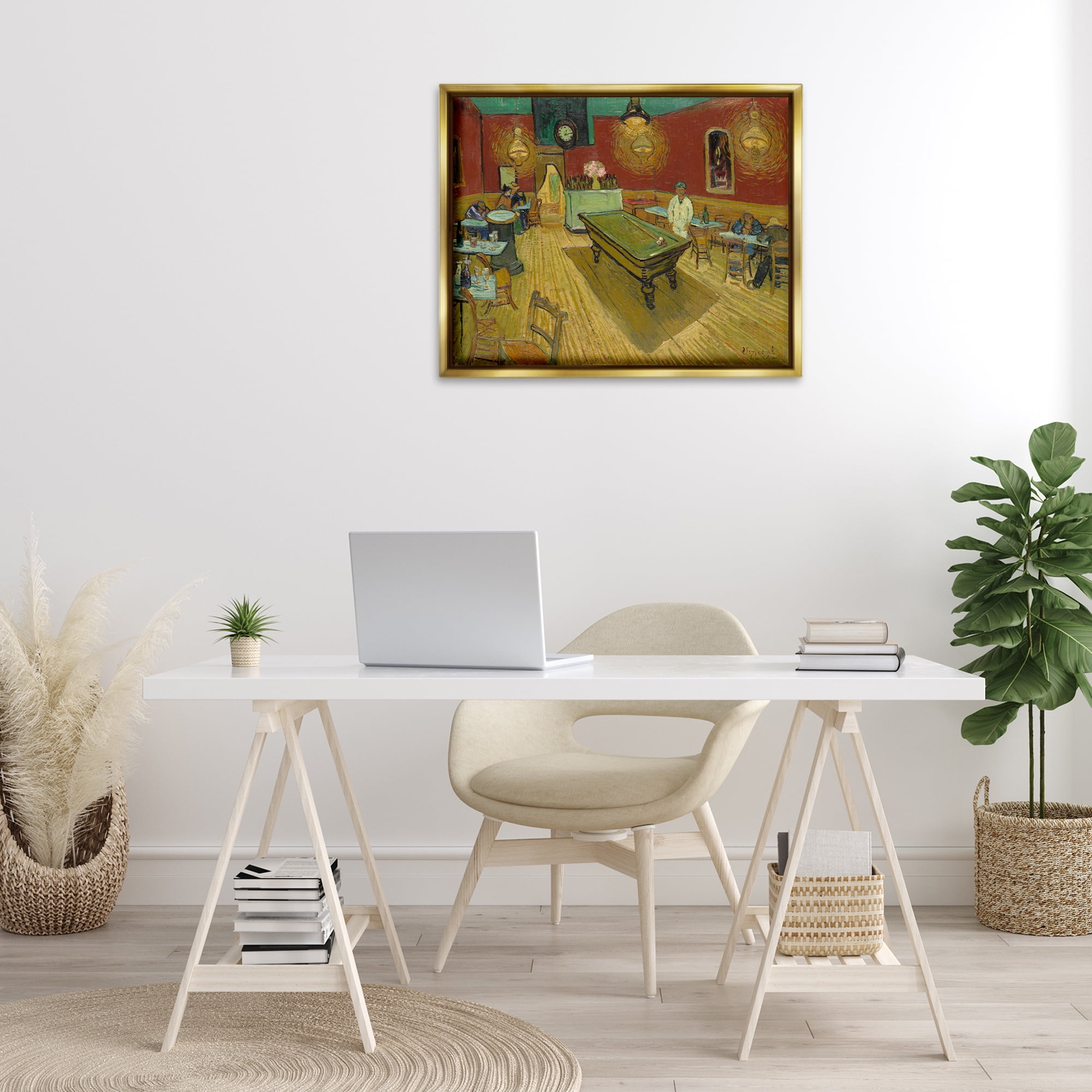 Stupell Industries Van Gogh The Night Café Buildings & Architecture Painting Gold Floater Framed Canvas Art Print Wall Art, 31 x 25