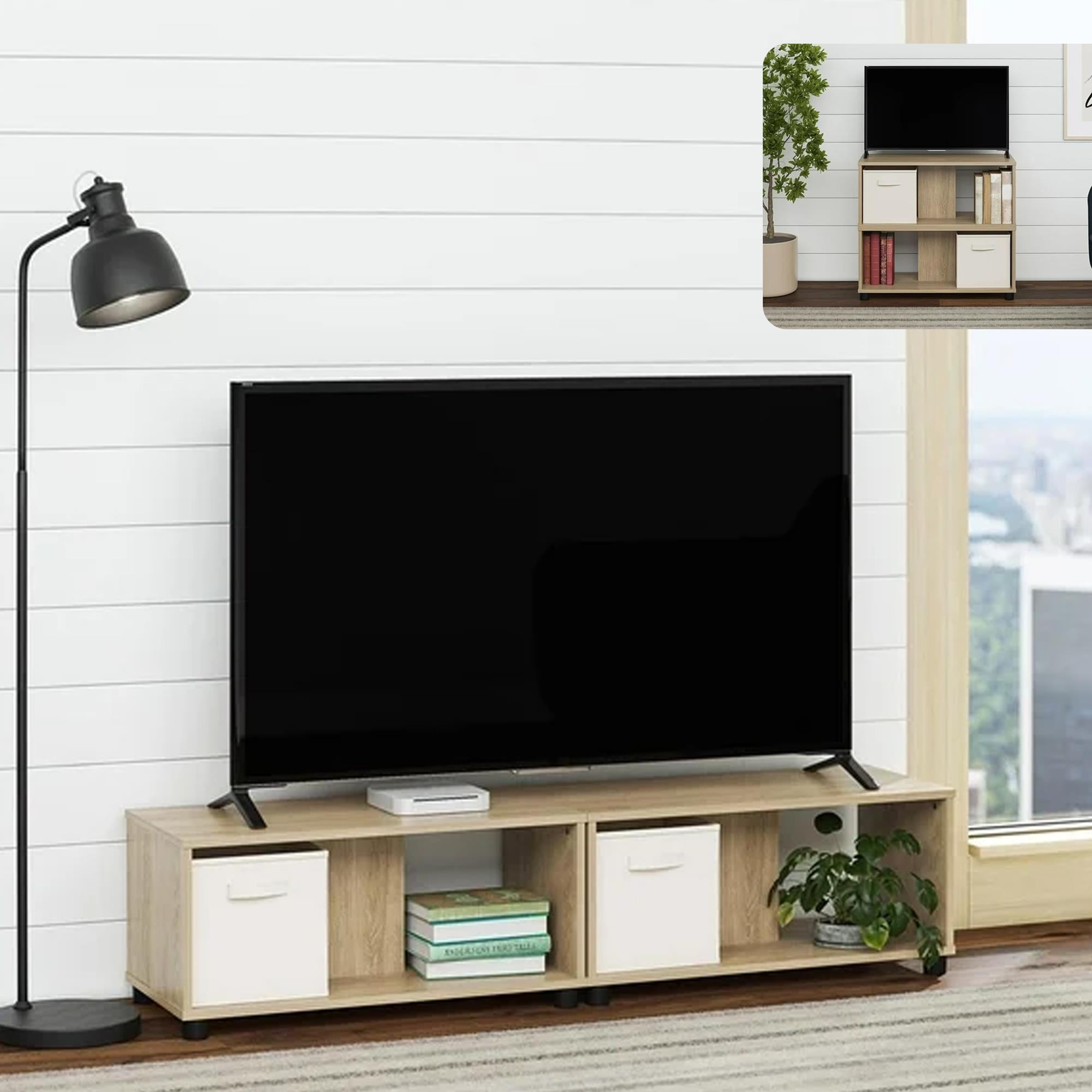Mainstays Expandable Side by Side or Stacking TV Stand for TVs up to 70 inches, Natural