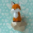 thumbnail image 3 of Methold Ligero y fácil de llevar, Papercraft, dibujos animados, cartón 3D, animales sentados, escultura de zorros, juguetes de papel cartulina Zorro agazapado, 3 of 6