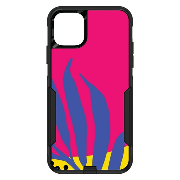 DistinctInk Custom SKIN / DECAL compatible with OtterBox Commuter for iPhone 11 (6.1" Screen) - Summer Vibes Bold Flower Blue Pink Yellow