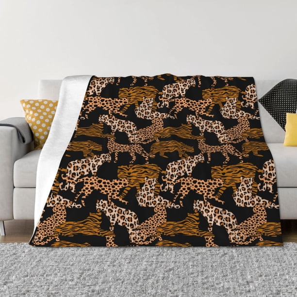 Fotbe Leopard Print Manta de Franela con Estampado, Manta Ultrasuave para Cama, Sofá, Auto, Hipoalergénica y Antibolitas-80"x60"