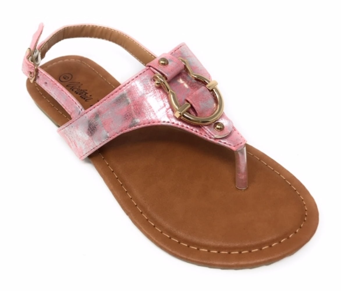 Victoria K Women's Gold Buckle Metallic Sandals