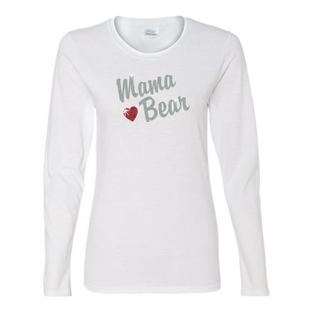 Mother's Day Best Mom Silver Glitter Mama Bear Long Sleeve Crew Neck T-Shirt