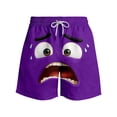 thumbnail image 4 of VNKIDY Boys Swim Trunks Kids Funny Face Prints Elastic Drawstring Waist Quick Dry Breathable Beach Shorts For Beach Pool Summer Wear Trendy Bottoms Purple 11-12 Years, 4 of 4