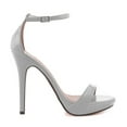 thumbnail image 2 of YDN Women Sexy Single Strap Open Toe Stiletto High Heel Sandals Ankle Strap Platform Pumps Dress Shoes Size 12 Grey, 2 of 5