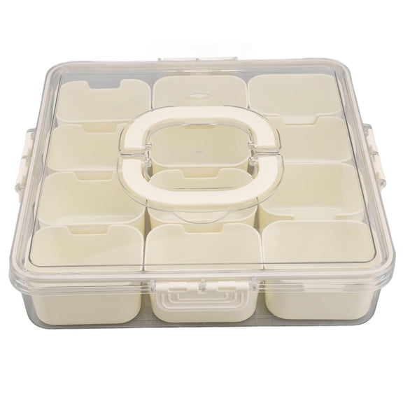 BOKYAN 12-Compartment Portable Snack Tray with Lid & Handle – Clear Charcuterie Box for Fruits, Nuts & Snacks