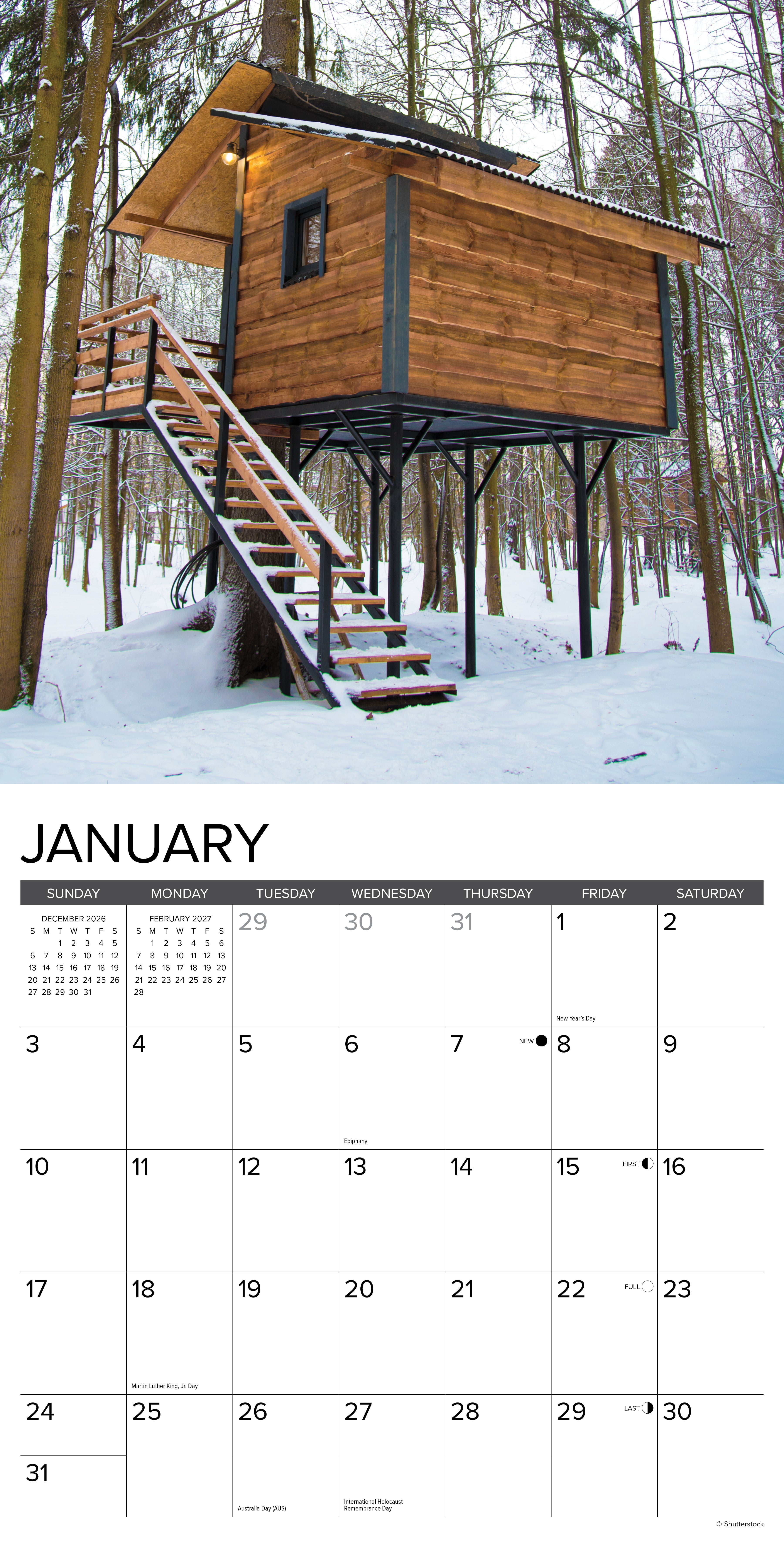 Willow Creek Press, Treehouses 2027 Wall Calendar