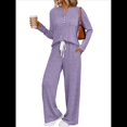 thumbnail image 1 of Conjuntos de Dos Piezas para Mujer, Suéter de Cuello Henley de Otoño, Chándal A Juego, Pijamas Cómodos con Bolsillos Púrpura M, 1 of 7