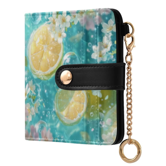 Qxltty Lemon Slice Ladies Wallet Rfid Slim Thin Compact Credit Card Women Wallet Zipper Coin Pocket and ID Window for Female Gifts