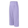 thumbnail image 6 of Audhol Capri Work Pants for Women! Womens Pants Casual Cropped Elastic Waist Summer Trousers 3/4 Length Pant with Pockets Wide Leg Capri Pants for Women Purple S, 6 of 7